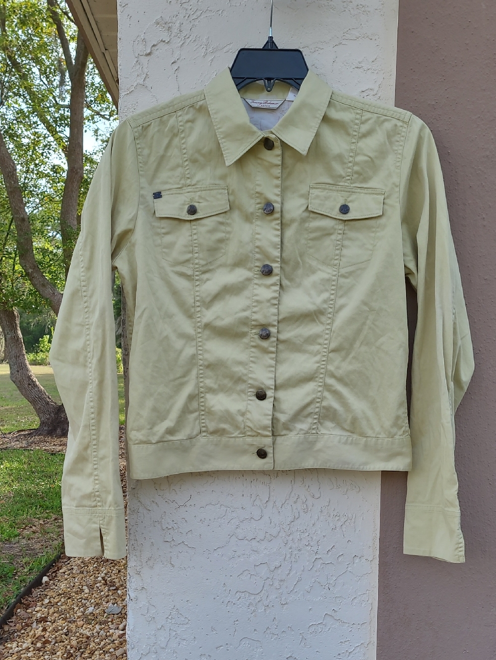Tommy Bahama Jacket Stretch S Women Coat Casual Green Buttons Cropped